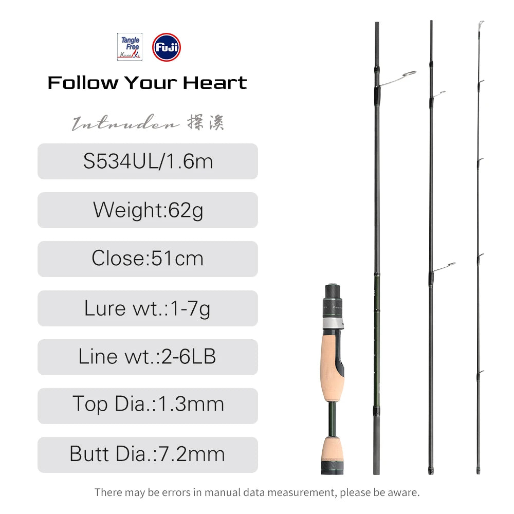 🎣 TSURINOYA INTRUDER 1.6m/1.68m Portable 4-Section Trout Fishing Rod – Precision & Performance for Every Cast!