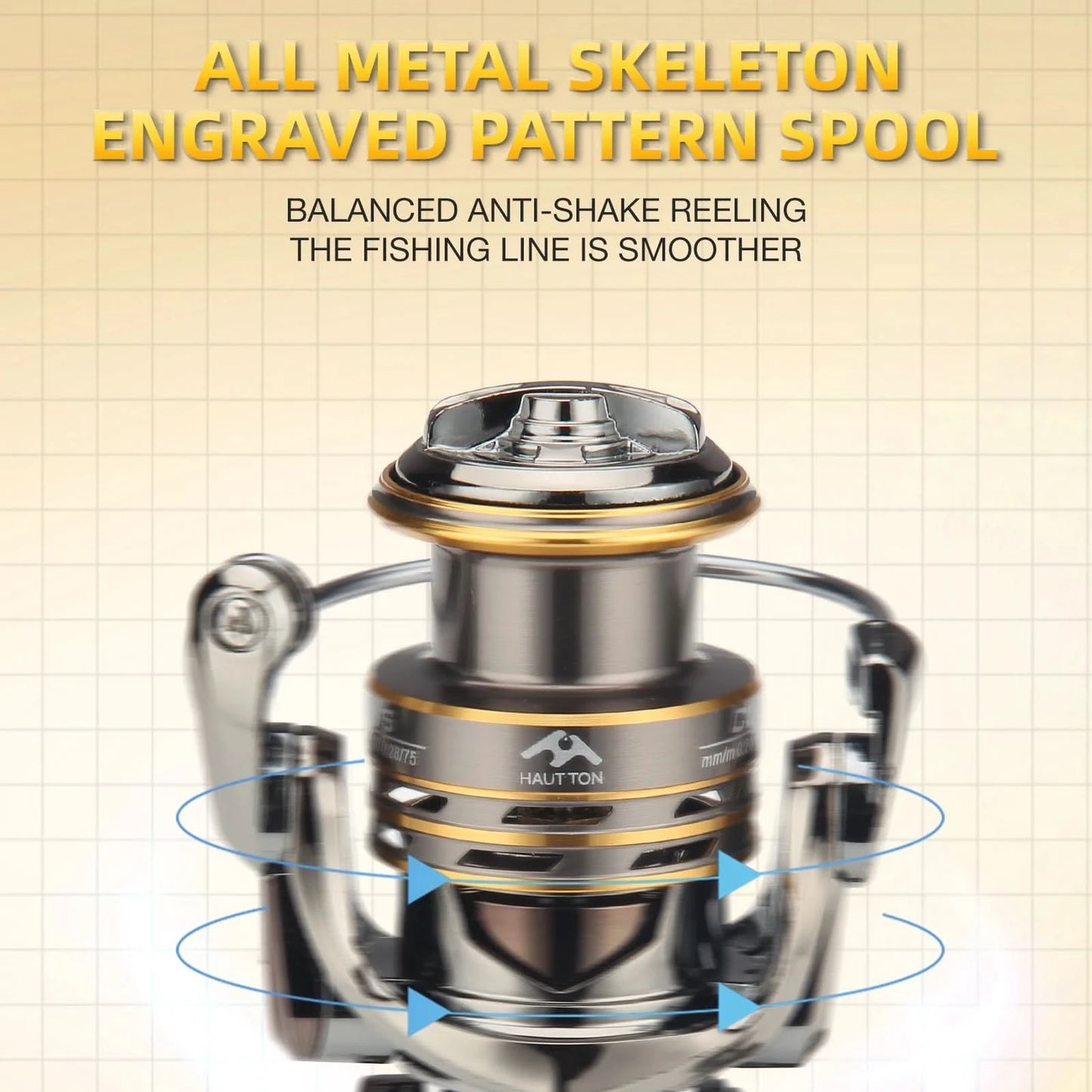 HAUTTON CD Spinning Fishing Reel 5.2:1 Gear Ratio 13.23Lbs Max Drag