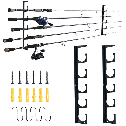 🎣 Goture Fishing 5-Rod Metal Wall Holder – Secure & Space-Saving Storage Solution! 🏆