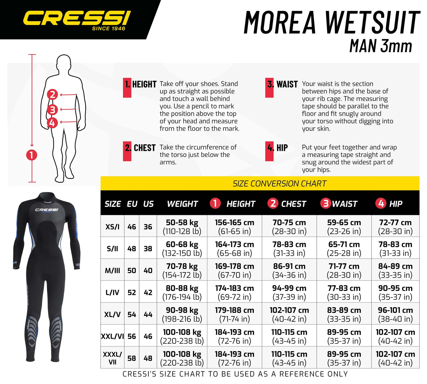 🌊 CRESSI Morea 3mm Monopiece Diving Wetsuit