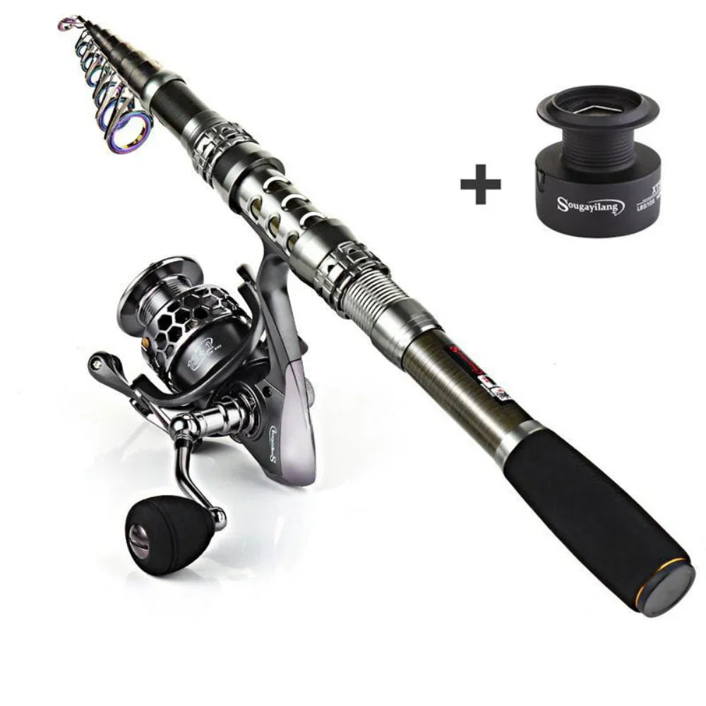 Sougayilang 1.8-3.3m Carbon Fiber Fishing Rod and 13+1BB Fishing Reel Combo