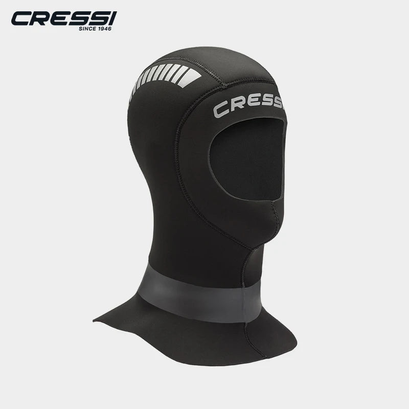 Cressi Orust Neoprene Diving Hood 5mm - Unisex Adult, Black / Silver