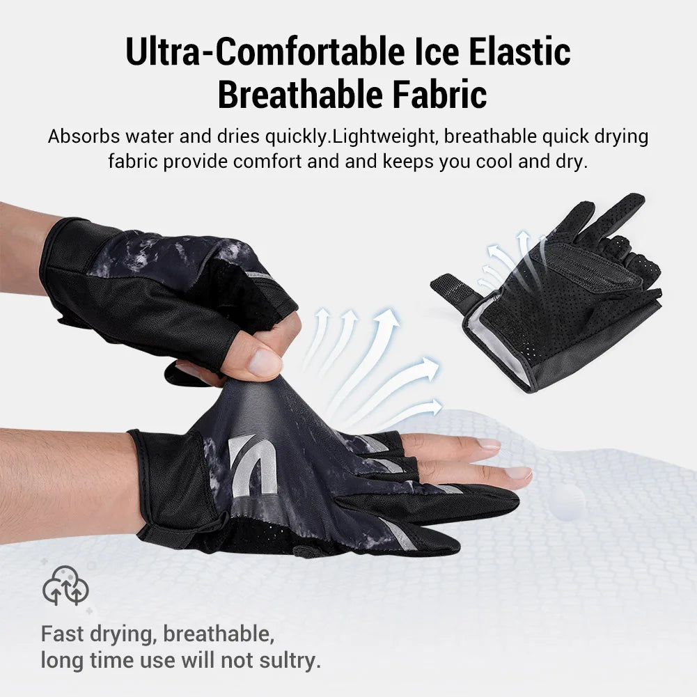 NOEBY 3 Half-Finger Fishing Gloves Anti-Slip Glove