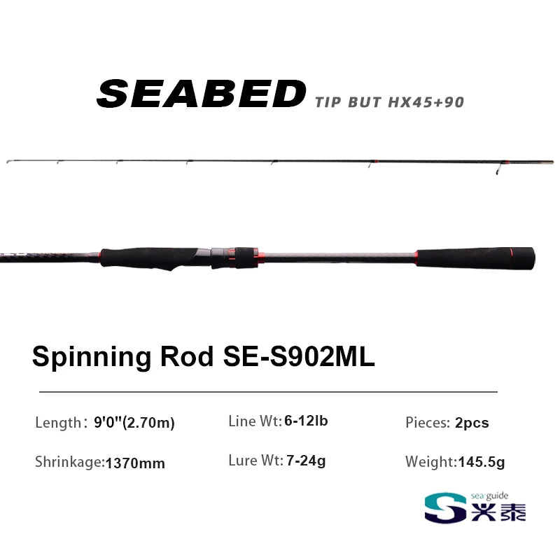 PURELURE SEABED 10FT 3.0m 3.3m 3.6m ML MH Spinning Rod for SeaBass