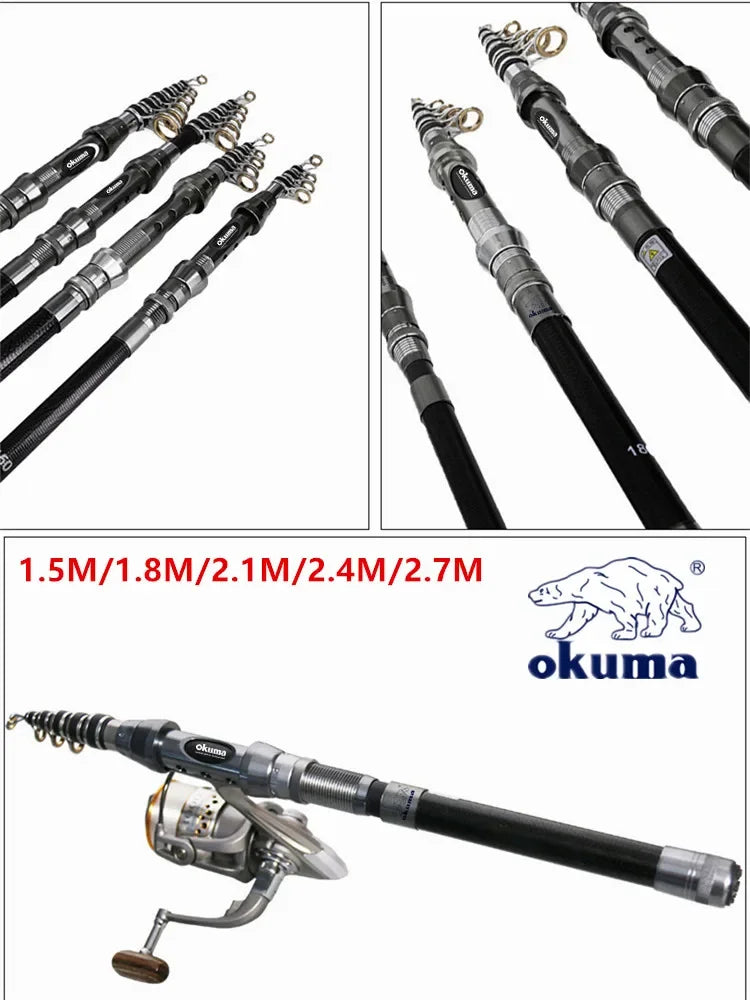 🎣 OKUMA New Carbon Rock Fishing Rod – 1.5M | 1.8M | 2.1M | 2.4M | 2.7M 🐟🔥