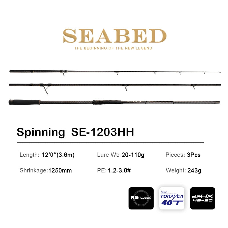 PURELURE SEABED 10FT 3.0m 3.3m 3.6m ML MH Spinning Rod for SeaBass