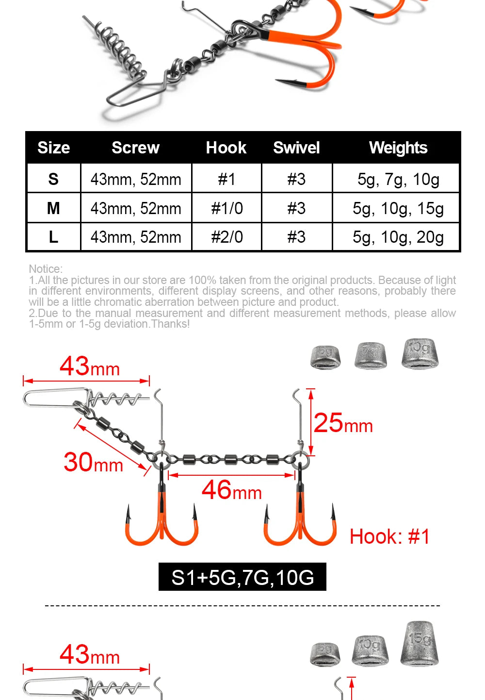 Spinpoler Pike Fishing Stinger Rig UV Painted Hook #1/0 #2/0 Speed Link Rolling Swivel For Rubber Soft Lure Swimbait Accessories