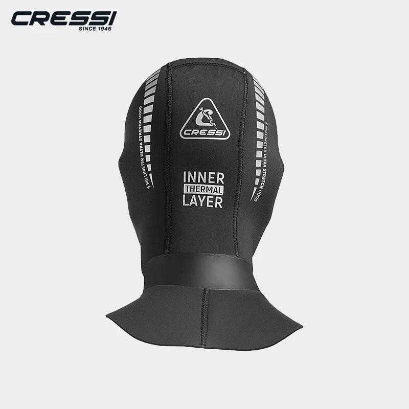 Cressi Orust Neoprene Diving Hood 5mm - Unisex Adult, Black / Silver