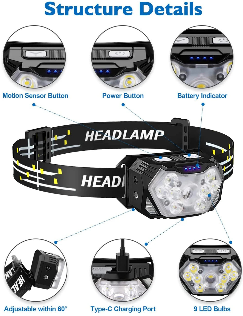 9 Led Strong Fishing Light Rechargeable