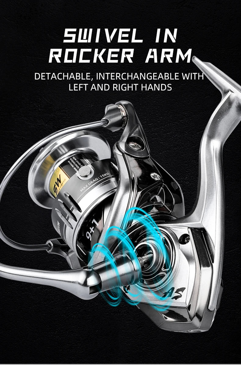 BEARKING brand New arrival Saltwater Fishing Reel Spinning 1000-6000 9+1BB 5.2:1 Max Drag 10-20KG Water-Proof Reels