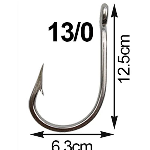 JSM 5Pcs 7691 Stainless Steel Big Game Fishing Large Hooks 4X Shark Tuna Live Bait Size 5/0-13/0