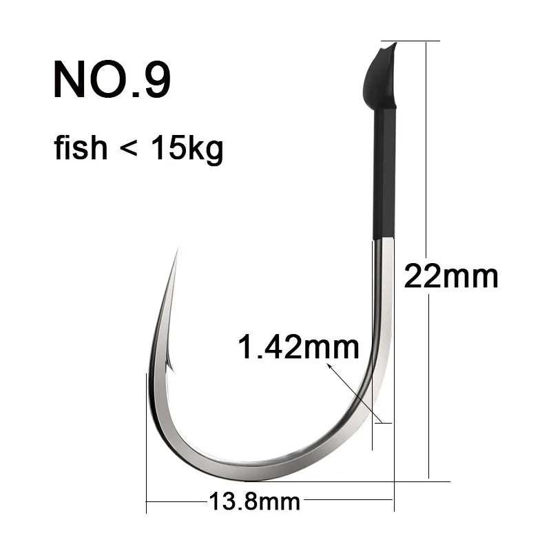 10pcs Big Fishhooks Set, Carbon Steel