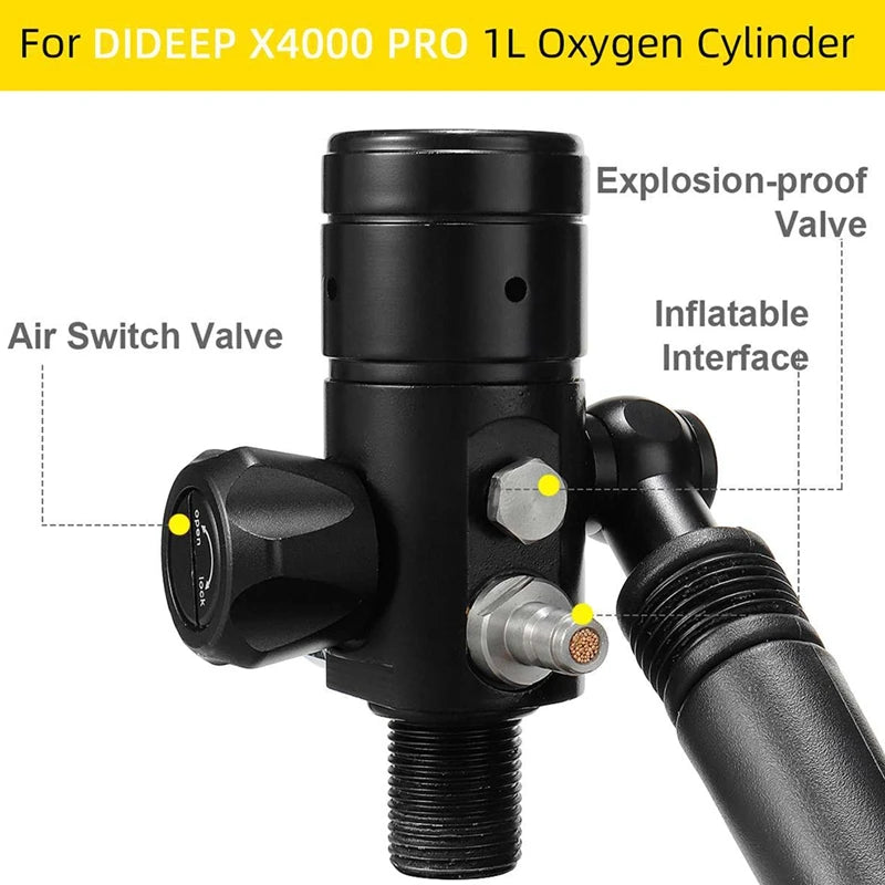 NEW-DIDEEP Diving Equipment For 1L Scuba Oxygen Cylinder Breathing Valve