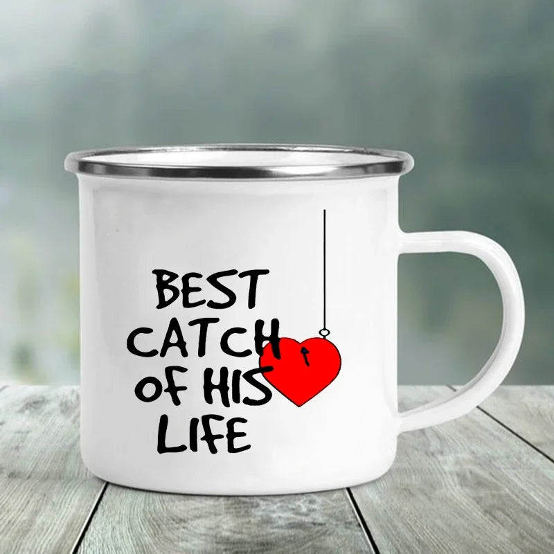 One Great Fisherman Best Catch of His Life Couple Mugs, Gift for Wife Husband