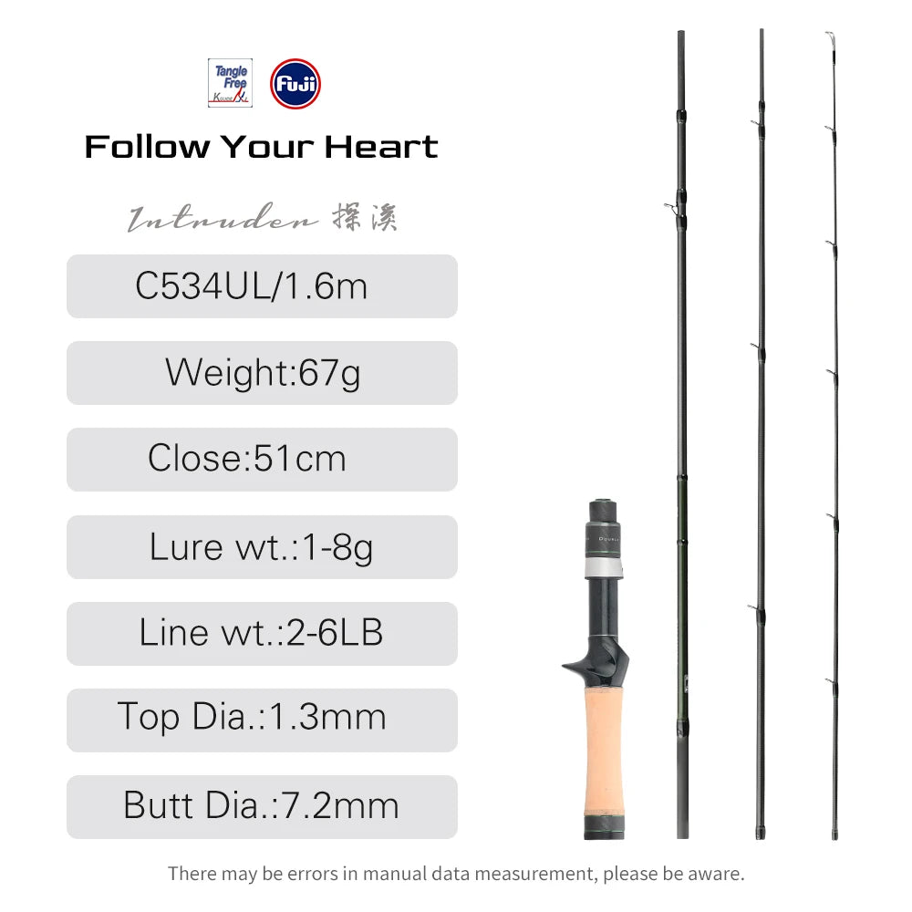 🎣 TSURINOYA INTRUDER 1.6m/1.68m Portable 4-Section Trout Fishing Rod – Precision & Performance for Every Cast!