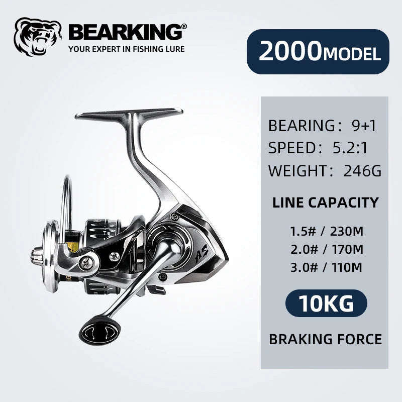 BEARKING brand New arrival Saltwater Fishing Reel Spinning 1000-6000 9+1BB 5.2:1 Max Drag 10-20KG Water-Proof Reels