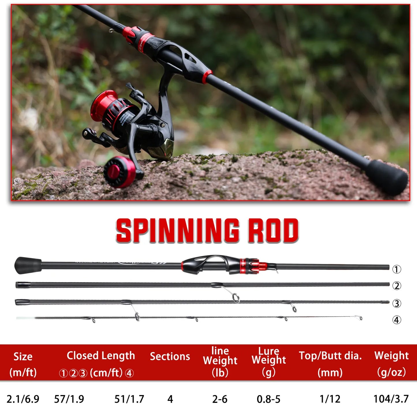 🎣 Sougayilang Casting & Spinning Fishing Rod – 2.1M Ultra-Light Carbon Fiber 🐟🔥