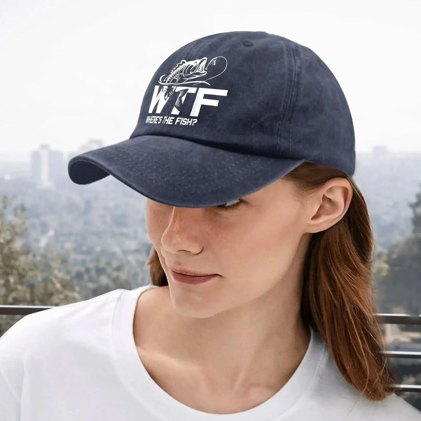 🧢 WTF Where's The Fish? Hats for Men – Vintage Distressed Baseball Cap