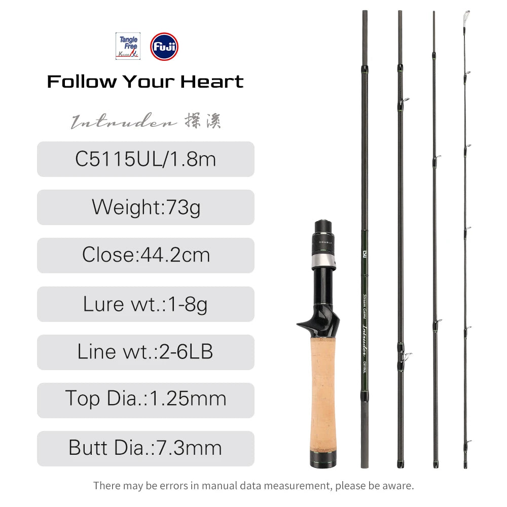 🎣 TSURINOYA INTRUDER 1.6m/1.68m Portable 4-Section Trout Fishing Rod – Precision & Performance for Every Cast!