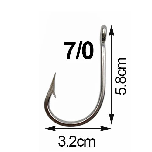 JSM 5Pcs 7691 Stainless Steel Big Game Fishing Large Hooks 4X Shark Tuna Live Bait Size 5/0-13/0