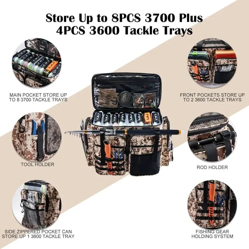 🎣 Large Tackle Bag – Store Up to 8PCS 3700 Plus 4PCS 3600 Tackle Trays! 🛠️🎒