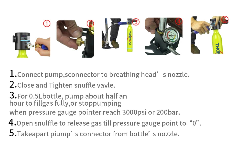 TAIITONEE-Mini Scuba Diving Tank Equipment, Oxygen Cylinder, Snorkeling, Underwater Breathing, 5-10 Minutes, 0.5L