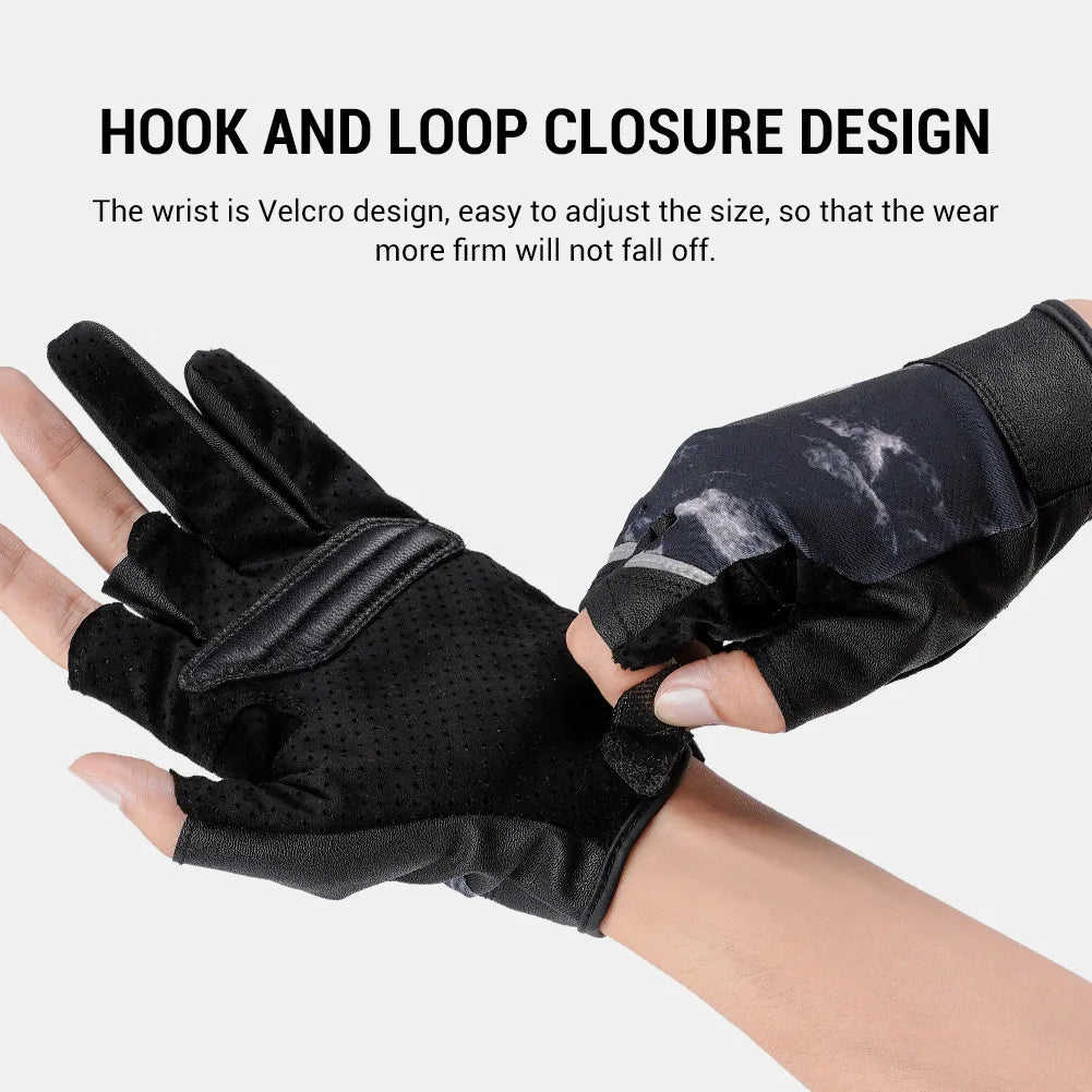 NOEBY 3 Half-Finger Fishing Gloves Anti-Slip Glove