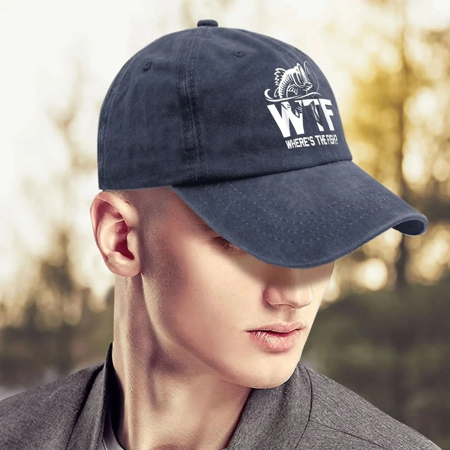 🧢 WTF Where's The Fish? Hats for Men – Vintage Distressed Baseball Cap