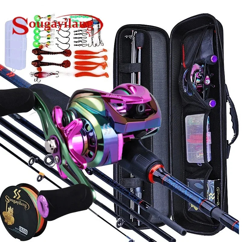 🎣 Sougayilang 5-Section Carbon Fishing Rod & Reel Combo – Travel-Friendly Baitcasting Kit 🎣