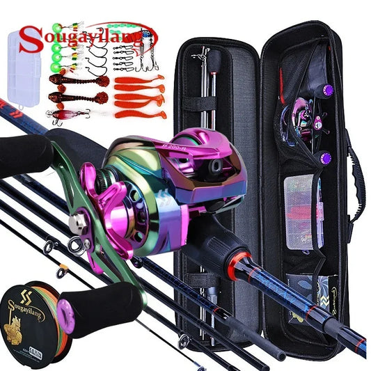 Sougayilang Fishing Rods and Reels 5 Section Carbon with Full Kits