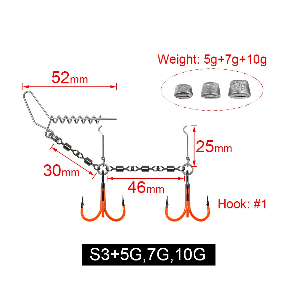 Spinpoler Pike Fishing Stinger Rig UV Painted Hook #1/0 #2/0 Speed Link Rolling Swivel For Rubber Soft Lure Swimbait Accessories