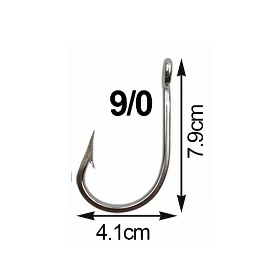 JSM 5Pcs 7691 Stainless Steel Big Game Fishing Large Hooks 4X Shark Tuna Live Bait Size 5/0-13/0