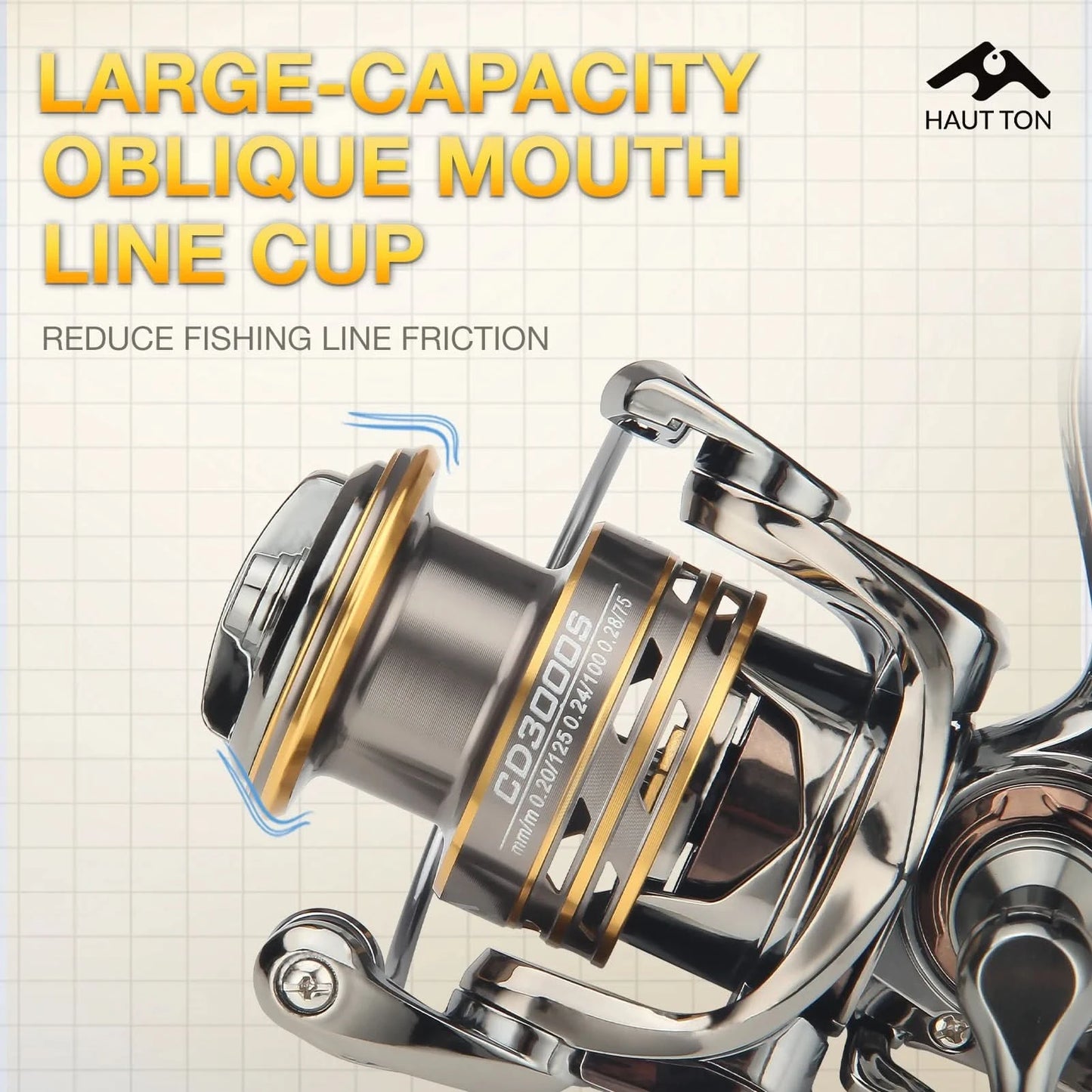 HAUTTON CD Spinning Fishing Reel 5.2:1 Gear Ratio 13.23Lbs Max Drag