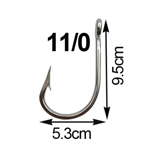 JSM 5Pcs 7691 Stainless Steel Big Game Fishing Large Hooks 4X Shark Tuna Live Bait Size 5/0-13/0