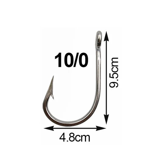 JSM 5Pcs 7691 Stainless Steel Big Game Fishing Large Hooks 4X Shark Tuna Live Bait Size 5/0-13/0