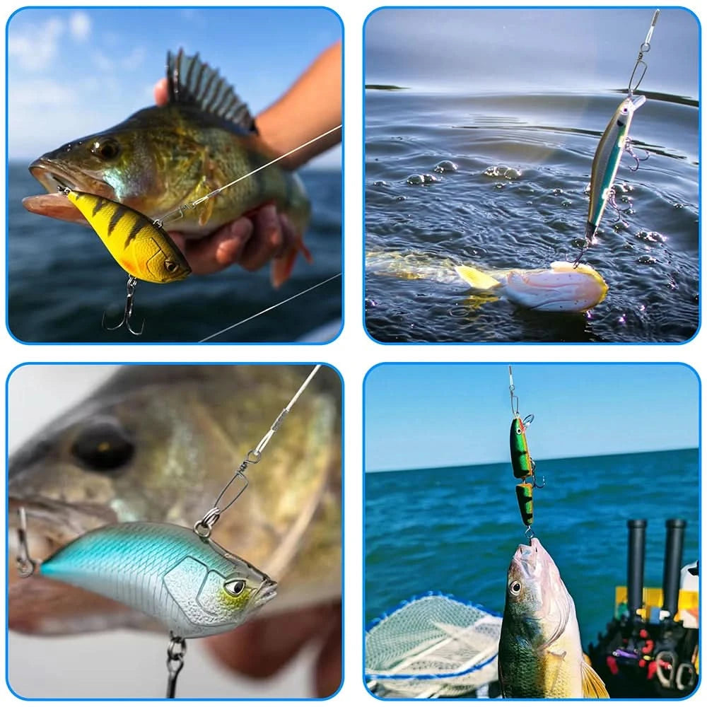 🎣 10Pcs Fluorocarbon Fishing Leaders 20LB-50LB – Snaps Connect Tackle, Lures, Rig, or Hook