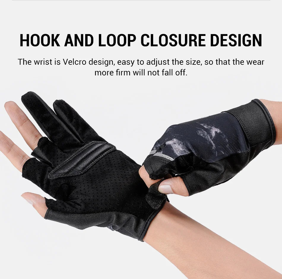 NOEBY 3 Half-Finger Fishing Gloves Anti-Slip Glove