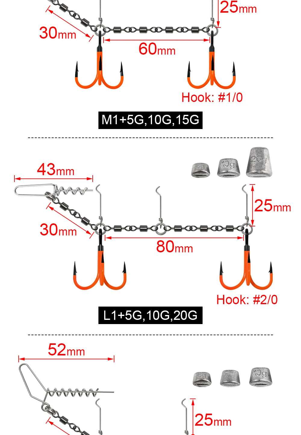 Spinpoler Pike Fishing Stinger Rig UV Painted Hook #1/0 #2/0 Speed Link Rolling Swivel For Rubber Soft Lure Swimbait Accessories