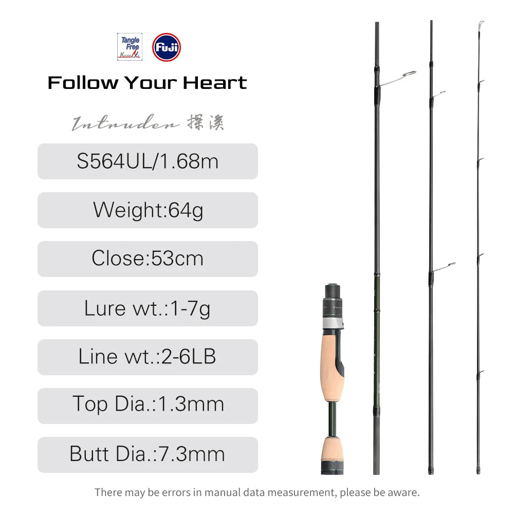 🎣 TSURINOYA INTRUDER 1.6m/1.68m Portable 4-Section Trout Fishing Rod – Precision & Performance for Every Cast!