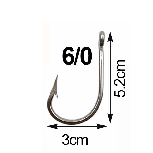 JSM 5Pcs 7691 Stainless Steel Big Game Fishing Large Hooks 4X Shark Tuna Live Bait Size 5/0-13/0