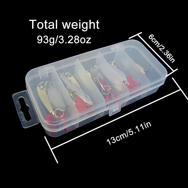 10PCS/Set Fishing Tackle Box Gold and Silver Metal Spoon