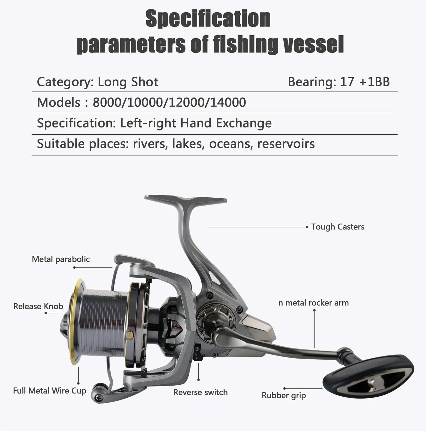 HUIDIAO NGK Spinning Fishing Reel (8000-14000 Series)