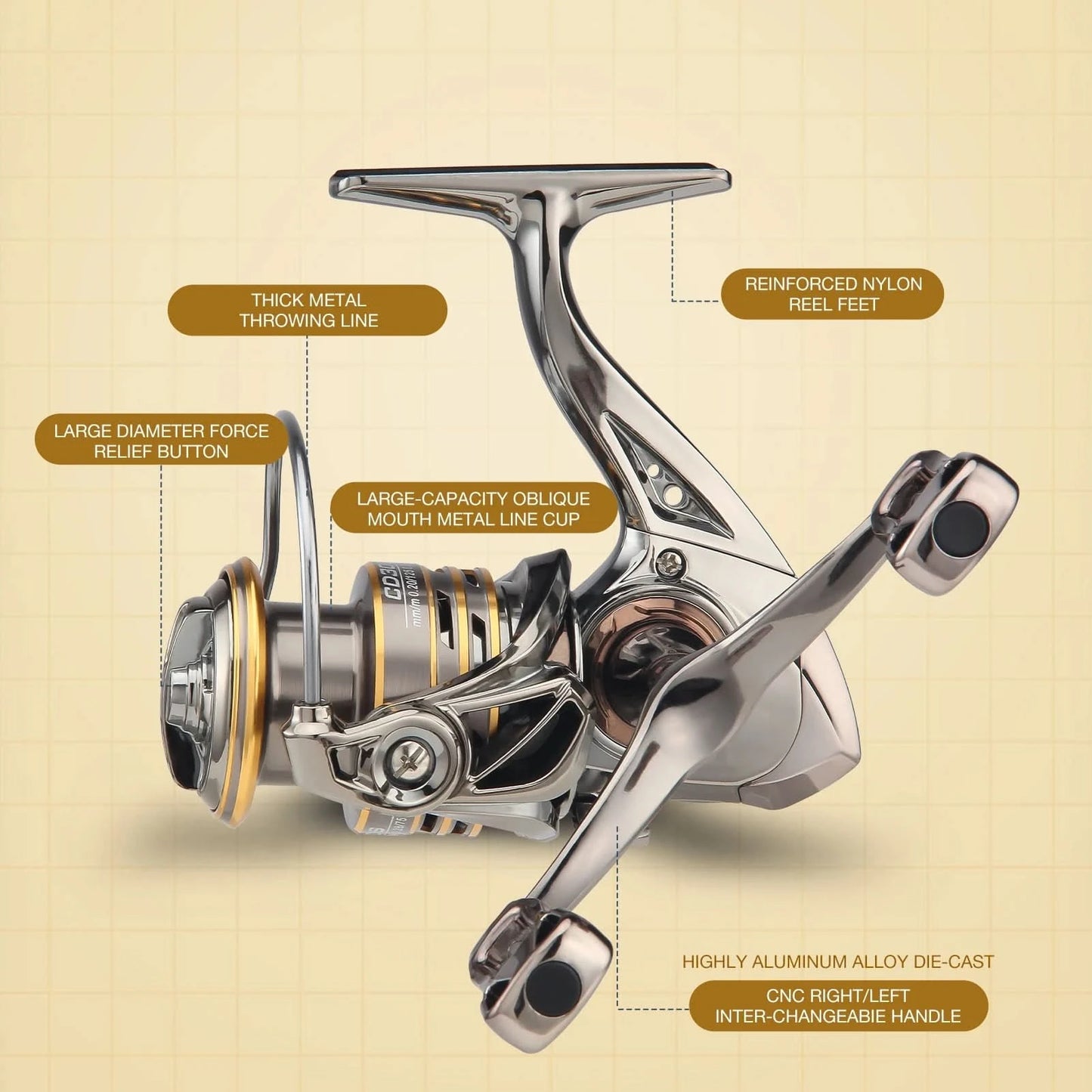 HAUTTON CD Spinning Fishing Reel 5.2:1 Gear Ratio 13.23Lbs Max Drag