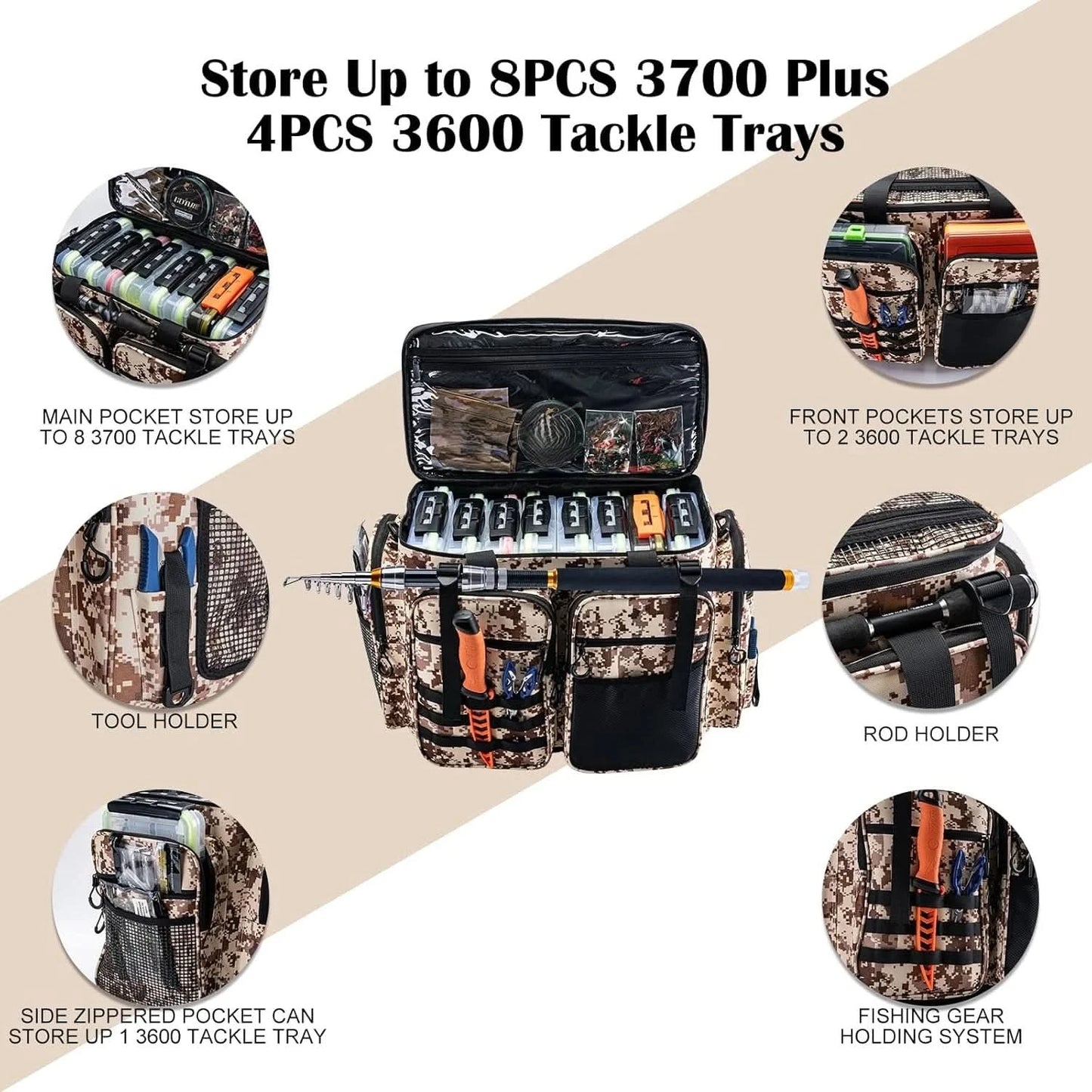 🎣 Large Tackle Bag – Store Up to 8PCS 3700 Plus 4PCS 3600 Tackle Trays! 🛠️🎒